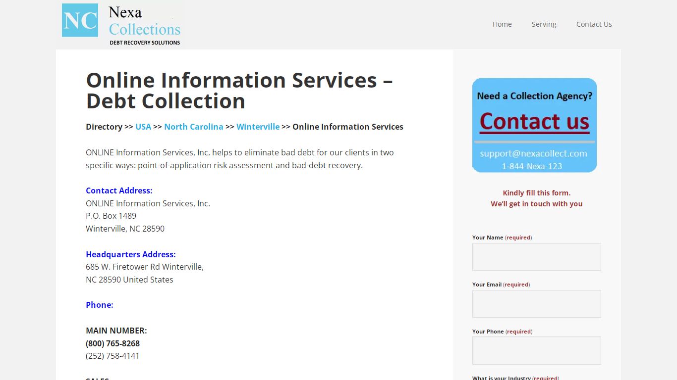 Online Information Services – Debt Collection